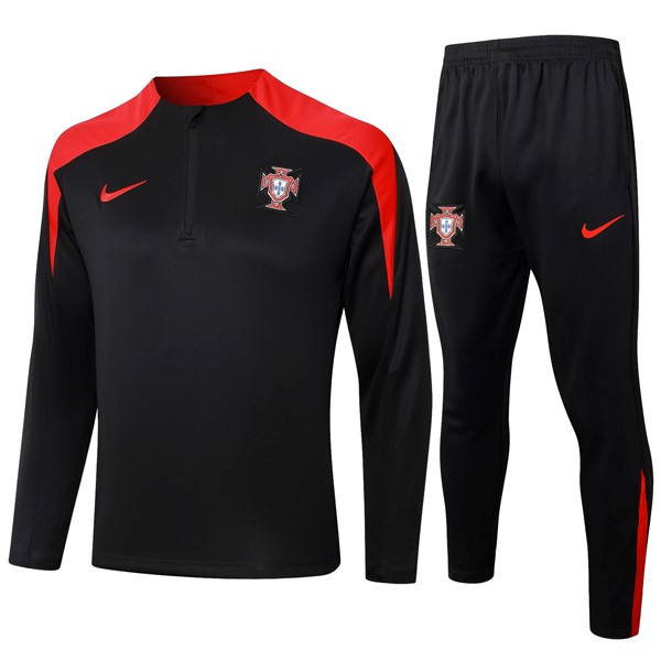 Sudadera De Training Portugal 2024-25 Negro Rojo 3